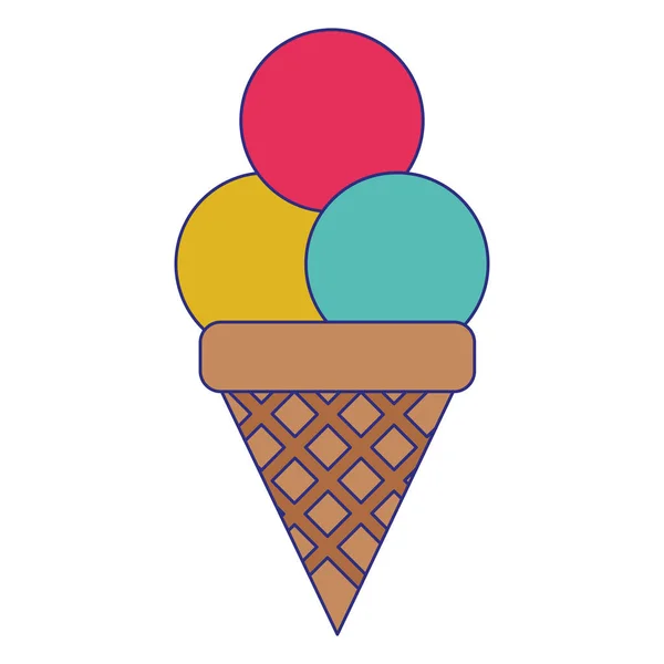 Cono gelato con tre scopi linee blu — Vettoriale Stock