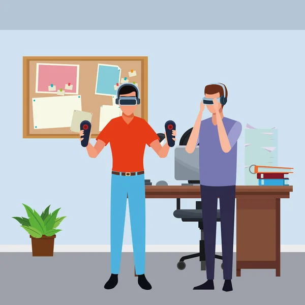 Mensen spelen met VR-bril — Stockvector