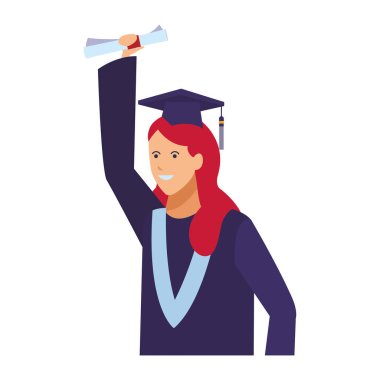 Öğrenci mezuniyet elbise ve şapka ile