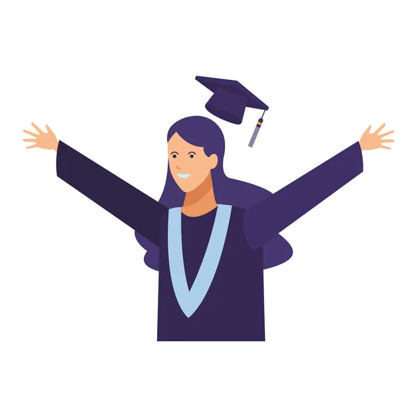 Estudiante mujer en la graduación — Vector de stock