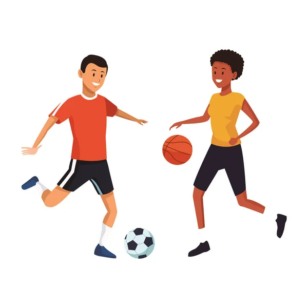 Piłka nożna i koszykówka graczy — Wektor stockowy