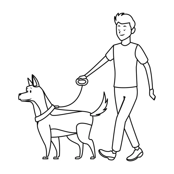 Man och hund — Stock vektor