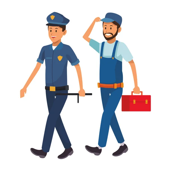 警官と労働者 — ストックベクタ