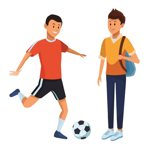 サッカーの選手および学生 — ストックベクタ