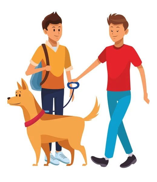 Étudiant et homme avec chien — Image vectorielle