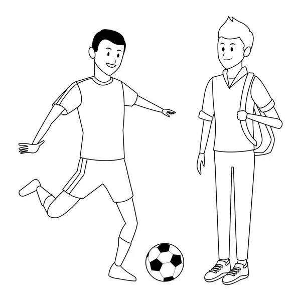 Futbolista y estudiante — Vector de stock