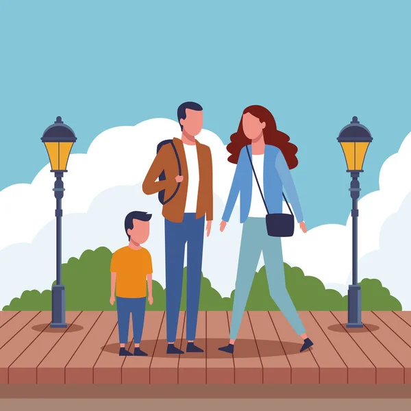 Familia y niños dibujos animados — Vector de stock