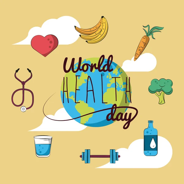 世界健康日カード — ストックベクタ