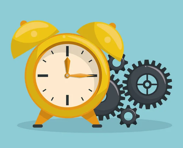 Alarma reloj Vintage con engranajes — Vector de stock