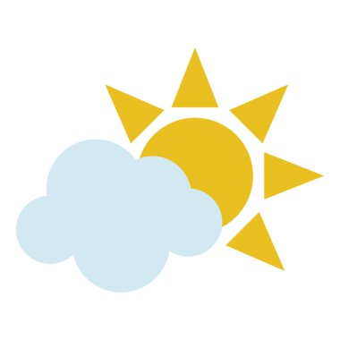 Güneş ve bulut sembolü izole