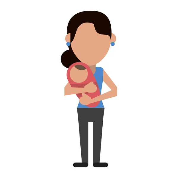 Single mom with baby in arms — Stock Vector