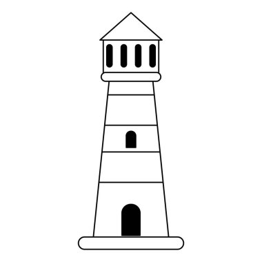 Sembol siyah beyaz izole bina deniz feneri