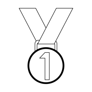 İlk yer madalya Ödülü sembol siyah beyaz