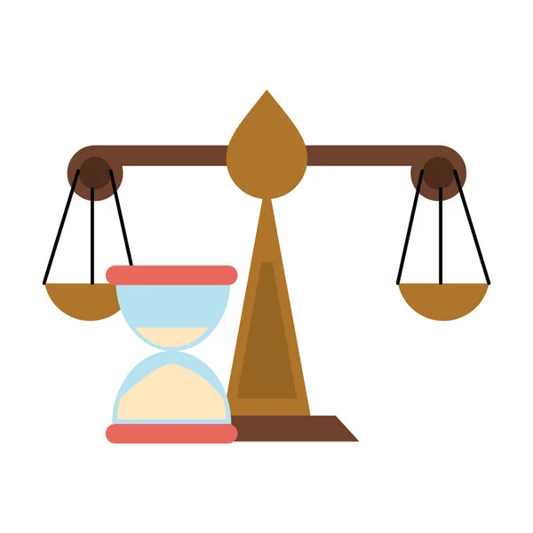 Equilibrio de justicia y símbolo reloj de arena — Archivo Imágenes Vectoriales