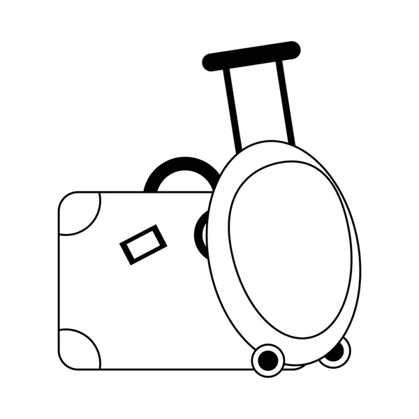 Bagages de voyage et valise symbole en noir et blanc — Image vectorielle