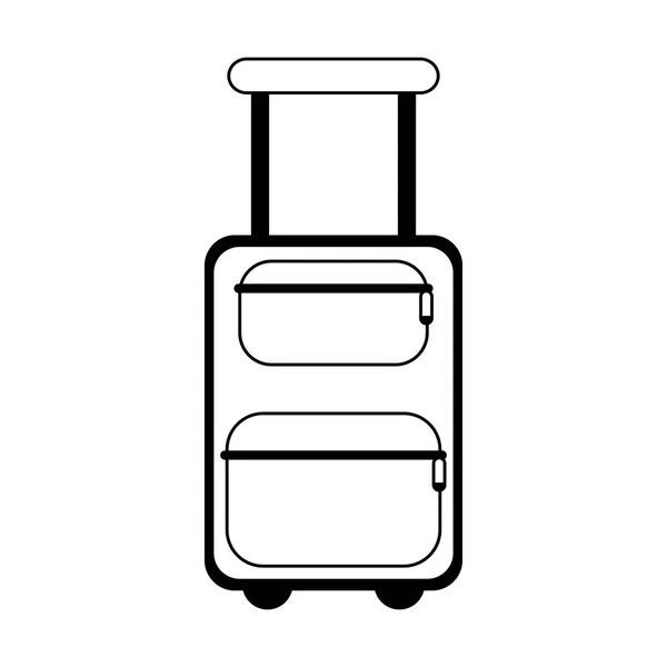 Bagages de voyage avec roues en noir et blanc — Image vectorielle