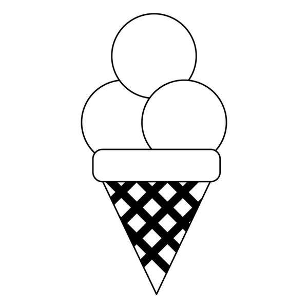 Мороженое конус с тремя прицелами в черно-белом — стоковый вектор