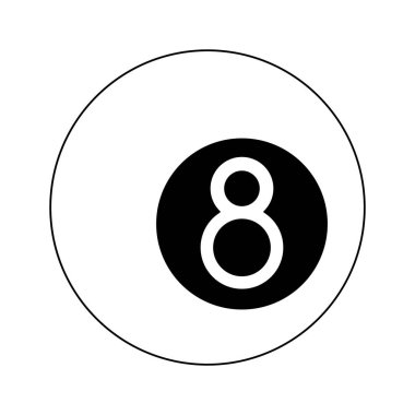 Siyah-beyaz izole havuzu sekiz topu çizgi film