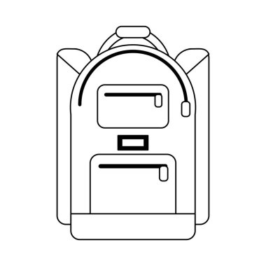 Okul sırt çantası sembol siyah beyaz izole