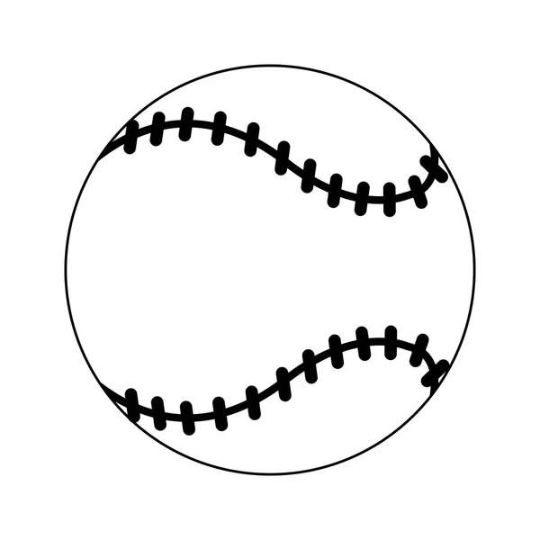 Bande dessinée balle de baseball isolée en noir et blanc — Image vectorielle