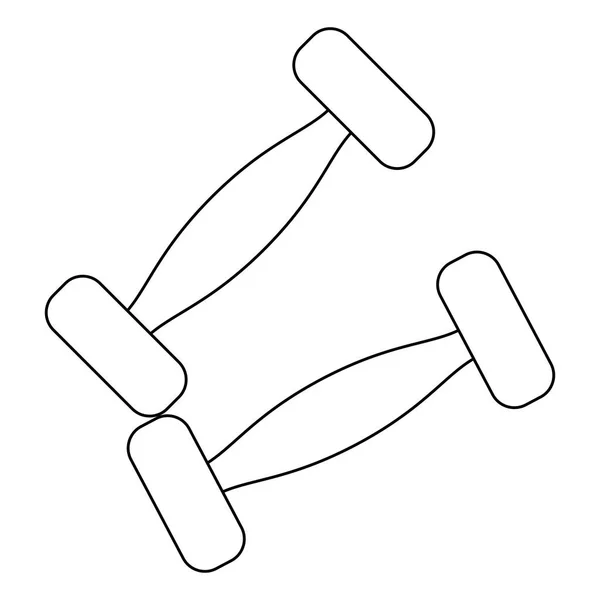 Haltères équipement de gymnastique isolé en noir et blanc — Image vectorielle