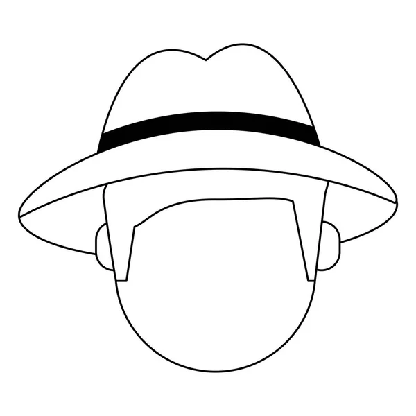 Man with hat faceless avatar in black and white — Stock Vector