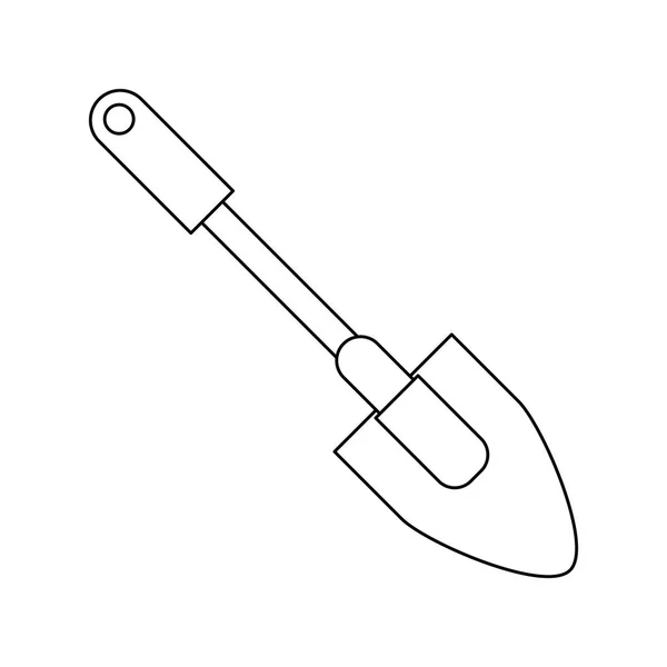 Лопата садовый инструмент изолированы черно-белый — стоковый вектор