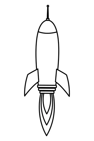 Ракета, взлетающая над мультфильмом — стоковый вектор