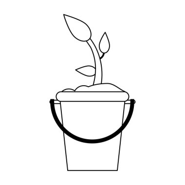 Kova sembol siyah ve beyaz bitki