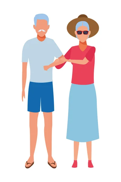 Vieja pareja vistiendo ropa de verano — Archivo Imágenes Vectoriales