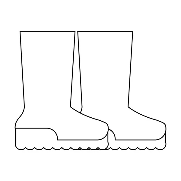 Botas de jardín calzado aislado blanco y negro — Vector de stock