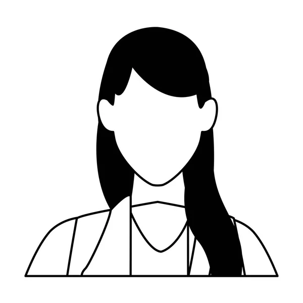 Vrouw gezichtsloze avatar profiel in zwart-wit — Stockvector