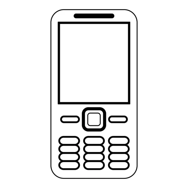 Dispositivo de comunicación del teléfono móvil blanco y negro — Vector de stock