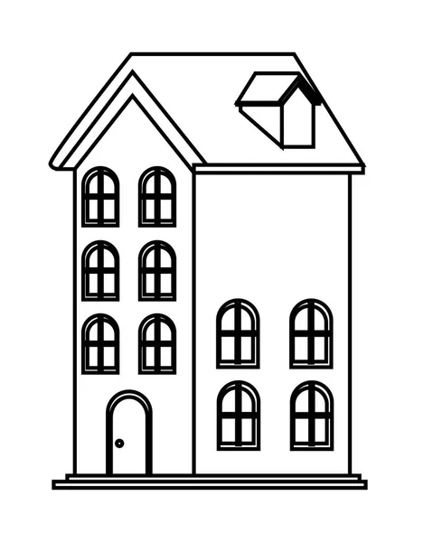 Дом значок изолированы черно-белый — стоковый вектор