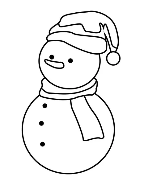 Muñeco de nieve icono aislado blanco y negro — Vector de stock