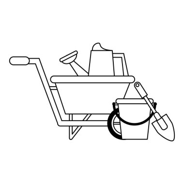 Bahçe Bitkileri ve araçları siyah ve beyaz