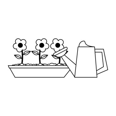 Bahçe Bitkileri ve araçları siyah ve beyaz