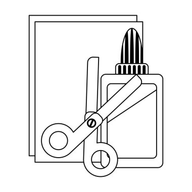 Okul gereçleri ve malzemeleri siyah beyaz