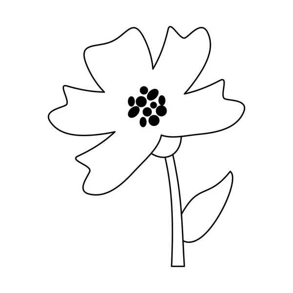 Szép virág rajzfilm elszigetelt fekete-fehér — Stock Vector