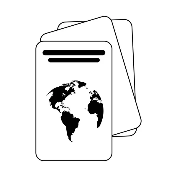 Διαβατήριο με το σύμβολο εισιτήρια σε μαύρο και άσπρο — Διανυσματικό Αρχείο
