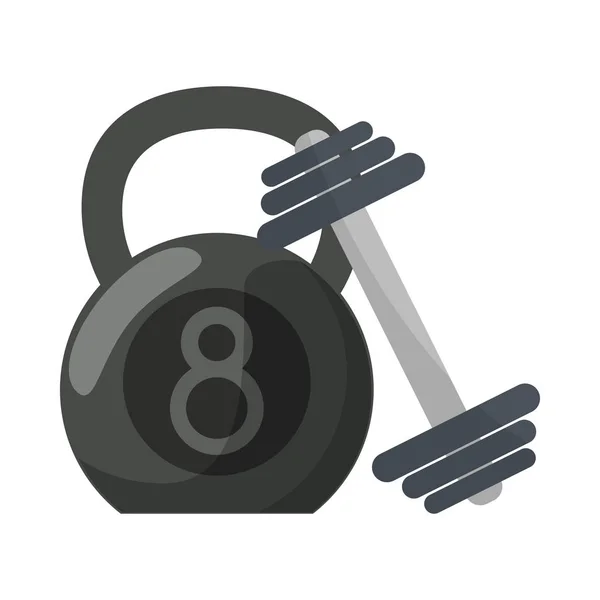 Ketlebell e equipamento de ginásio dumbbell — Vetor de Stock