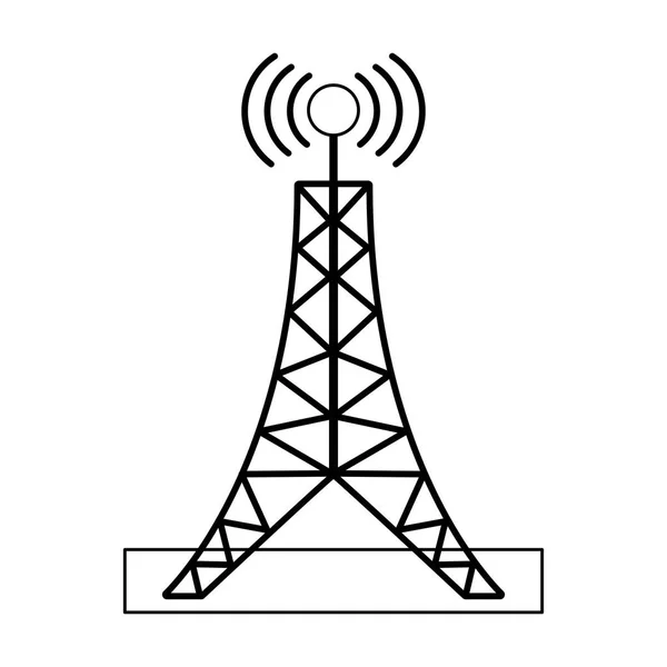 Torre antenna di telecomunicazione in bianco e nero — Vettoriale Stock