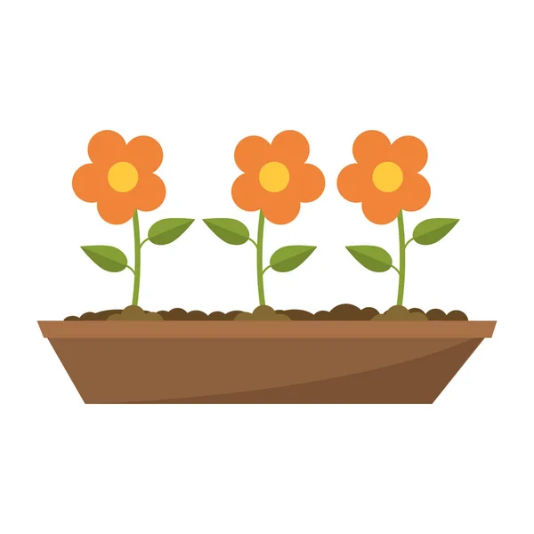 Fleurs dans le dessin animé au sol — Image vectorielle