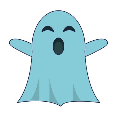 Hayalet çizgi film izole mavi çizgiler