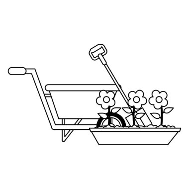 Bahçe Bitkileri ve araçları siyah ve beyaz