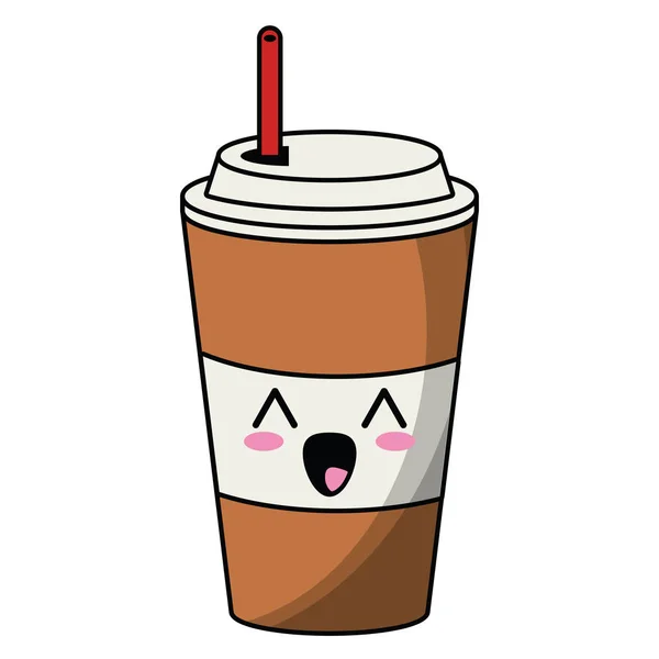 아이스 커피 컵 귀여운 만화 — 스톡 벡터