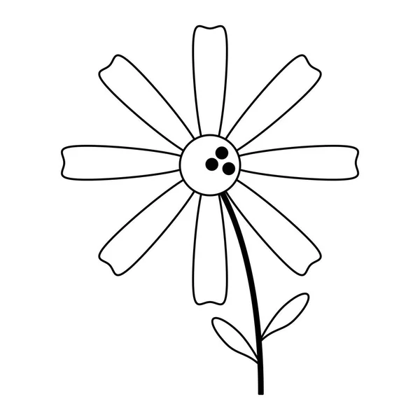 Vacker blomma tecknad isolerad svart och vitt — Stock vektor