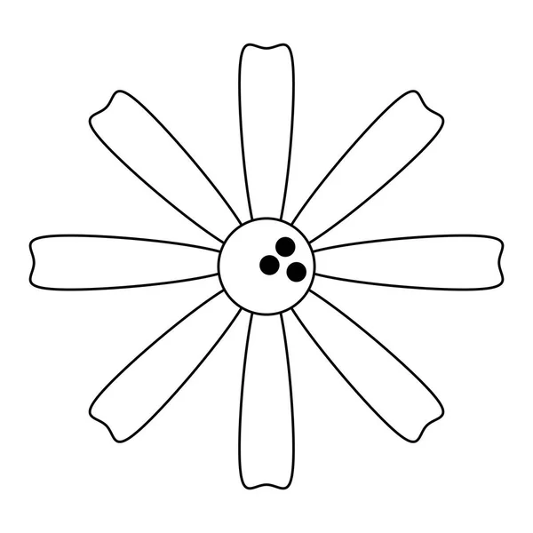 Belle fleur dessin animé isolé noir et blanc — Image vectorielle