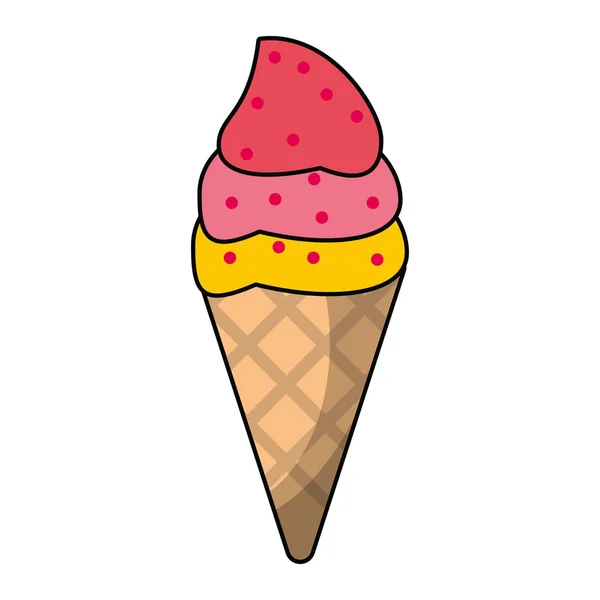 Cono de helado con cucharadas — Archivo Imágenes Vectoriales