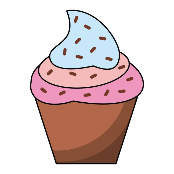 Cupcake dessert tecknad — Stock vektor